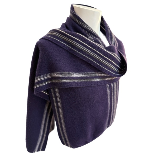 Banana Republic Extra Fine Merino Wool Scarf – Navy with Stripes - Picture 7 of 13